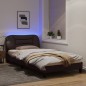 vidaXL Bettgestell mit LED Dunkelbraun 100x200 cm Stoff vidaXL Bettgestell mit LED Dunkelbraun 100x200 cm Stoff