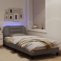 vidaXL Bettgestell mit LED Taupe 90x190 cm Stoff vidaXL Bettgestell mit LED Taupe 90x190 cm Stoff