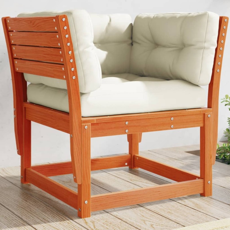 vidaXL Gartensofa mit Armlehnen und Kissen Braun Massivholz Kiefer vidaXL Gartensofa mit Armlehnen und Kissen Braun Massivholz Kiefer