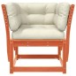 vidaXL Gartensofa mit Armlehnen und Kissen Braun Massivholz Kiefer vidaXL Gartensofa mit Armlehnen und Kissen Braun Massivholz Kiefer
