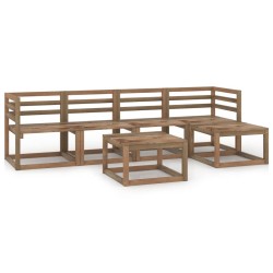 6-tlg. Garten-Lounge-Set Braun Imprägniertes Kiefernholz
