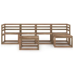 6-tlg. Garten-Lounge-Set Braun Imprägniertes Kiefernholz