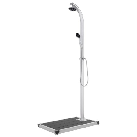 vidaXL Gartendusche mit Grauer Bodenplatte 220 cm Aluminium