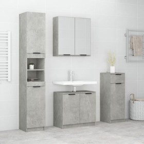 vidaXL 4-tlg. Badmöbel-Set Betongrau Holzwerkstoff