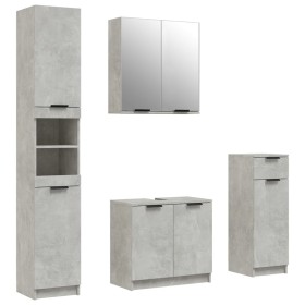 vidaXL 4-tlg. Badmöbel-Set Betongrau Holzwerkstoff