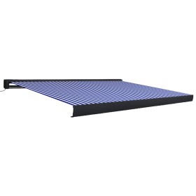 vidaXL Motorisierte Kassetten-Markise 350x250 cm Blau und Weiß