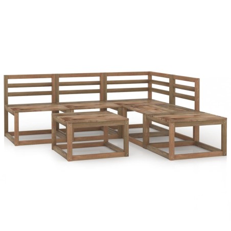 6-tlg. Garten-Lounge-Set Braun Imprägniertes Kiefernholz