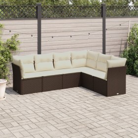 vidaXL 6-tlg. Garten-Sofagarnitur mit Kissen Braun Poly Rattan