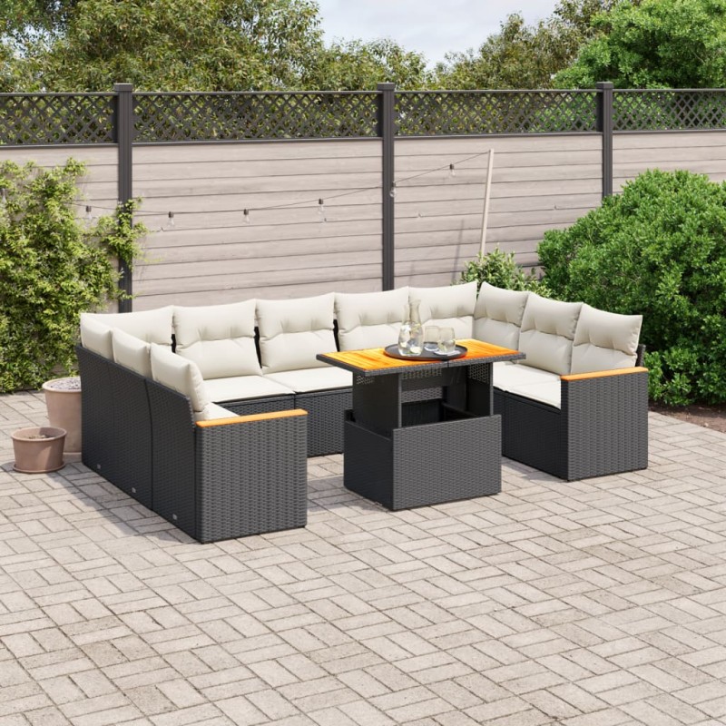 vidaXL 11-tlg. Garten-Sofagarnitur mit Kissen Schwarz Poly Rattan vidaXL 11-tlg. Garten-Sofagarnitur mit Kissen Schwarz Poly Rattan