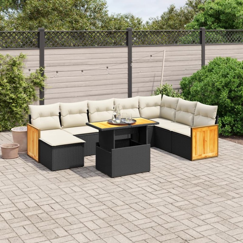 vidaXL 9-tlg. Garten-Sofagarnitur mit Kissen Schwarz Poly Rattan vidaXL 9-tlg. Garten-Sofagarnitur mit Kissen Schwarz Poly Rattan