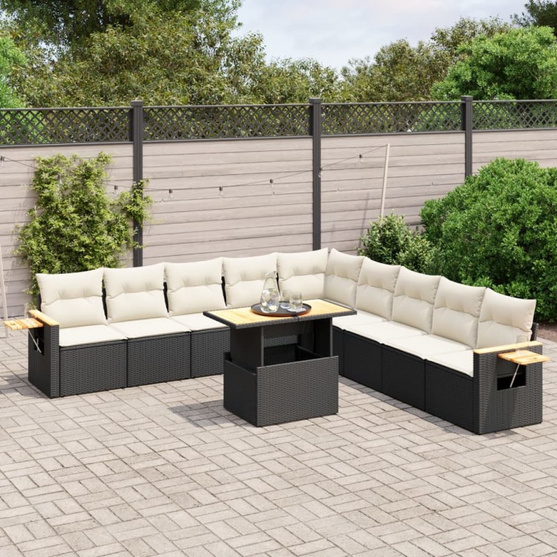 vidaXL 11-tlg. Garten-Sofagarnitur mit Kissen Schwarz Poly Rattan vidaXL 11-tlg. Garten-Sofagarnitur mit Kissen Schwarz Poly Rattan