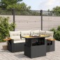 vidaXL 5-tlg. Garten-Sofagarnitur mit Kissen Schwarz Poly Rattan vidaXL 5-tlg. Garten-Sofagarnitur mit Kissen Schwarz Poly Rattan