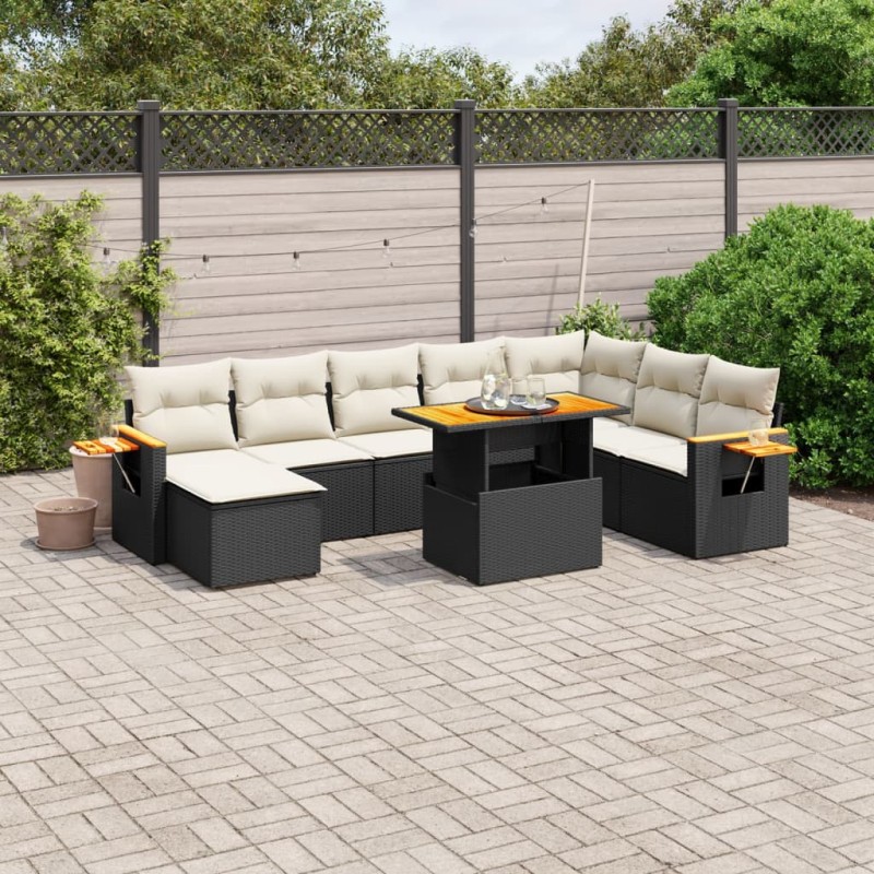 vidaXL 8-tlg. Garten-Sofagarnitur mit Kissen Schwarz Poly Rattan vidaXL 8-tlg. Garten-Sofagarnitur mit Kissen Schwarz Poly Rattan
