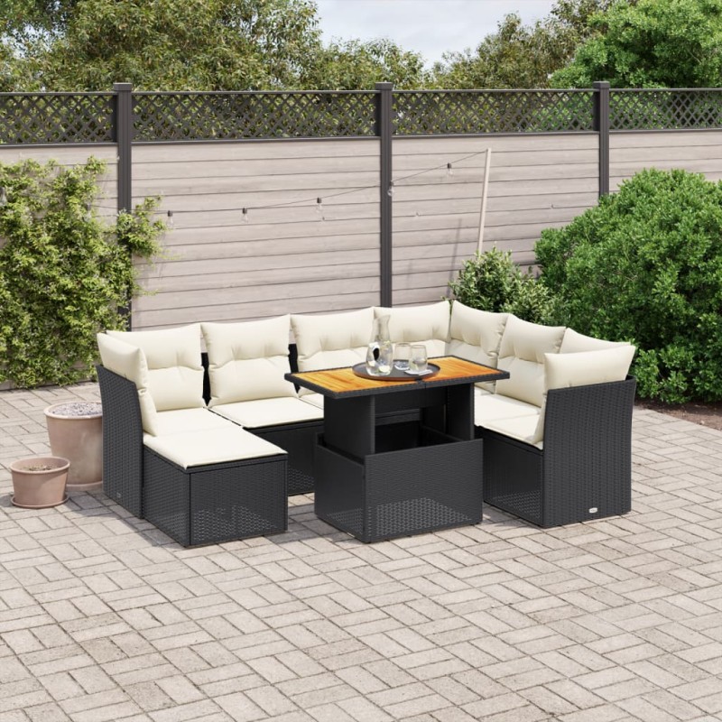 vidaXL 8-tlg. Garten-Sofagarnitur mit Kissen Schwarz Poly Rattan vidaXL 8-tlg. Garten-Sofagarnitur mit Kissen Schwarz Poly Rattan