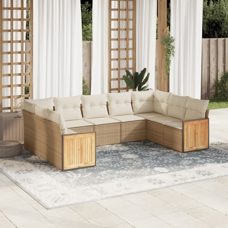 vidaXL 8-tlg. Garten-Sofagarnitur mit Kissen Beige Poly Rattan vidaXL 8-tlg. Garten-Sofagarnitur mit Kissen Beige Poly Rattan