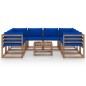 9-tlg. Garten-Lounge-Set mit Kissen in Blau 9-tlg. Garten-Lounge-Set mit Kissen in Blau