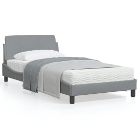 vidaXL Bettgestell mit Kopfteil Hellgrau 100x200 cm Stoff