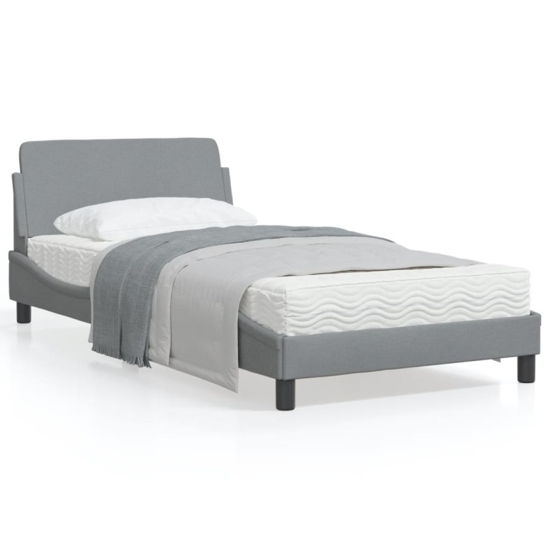 vidaXL Bettgestell mit Kopfteil Hellgrau 100x200 cm Stoff vidaXL Bettgestell mit Kopfteil Hellgrau 100x200 cm Stoff