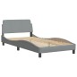 vidaXL Bettgestell mit Kopfteil Hellgrau 100x200 cm Stoff vidaXL Bettgestell mit Kopfteil Hellgrau 100x200 cm Stoff