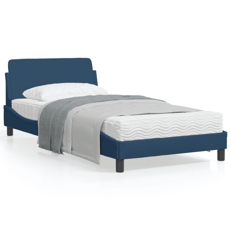vidaXL Bettgestell mit Kopfteil ohne Matratze Blau 100x200 cm Stoff vidaXL Bettgestell mit Kopfteil ohne Matratze Blau 100x200 cm Stoff