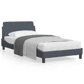 vidaXL Bettgestell ohne Matratze Dunkelgrau 100x200 cm Samt