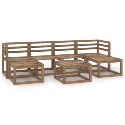 7-tlg. Garten-Lounge-Set Braun Imprägniertes Kiefernholz