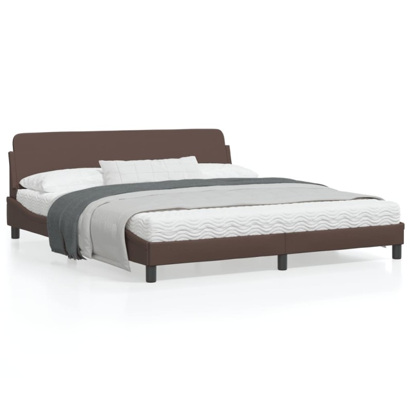 vidaXL Bettgestell mit Kopfteil Braun 180x200 cm Kunstleder vidaXL Bettgestell mit Kopfteil Braun 180x200 cm Kunstleder
