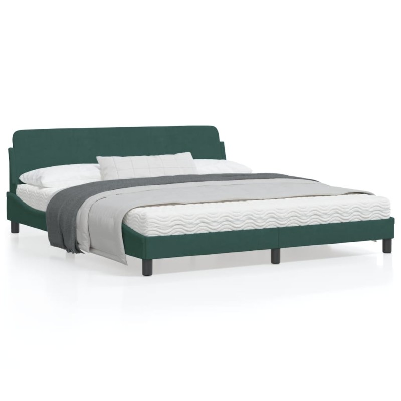 vidaXL Bettgestell mit Kopfteil Dunkelgrün 180x200 cm Samt vidaXL Bettgestell mit Kopfteil Dunkelgrün 180x200 cm Samt