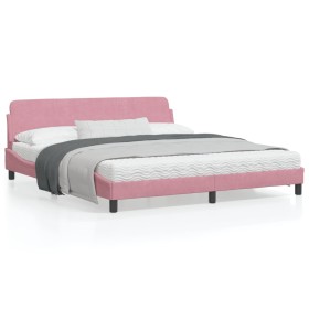vidaXL Bettgestell mit Kopfteil ohne Matratze Rosa 180x200 cm Samt