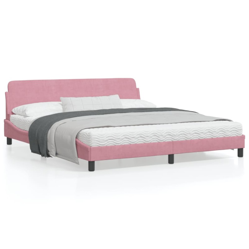 vidaXL Bettgestell mit Kopfteil ohne Matratze Rosa 180x200 cm Samt vidaXL Bettgestell mit Kopfteil ohne Matratze Rosa 180x200 cm Samt