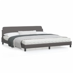 vidaXL Bettgestell mit Kopfteil Grau 200x200 cm Kunstleder