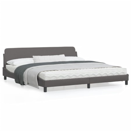 vidaXL Bettgestell mit Kopfteil Grau 200x200 cm Kunstleder