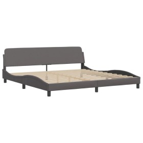 vidaXL Bettgestell mit Kopfteil Grau 200x200 cm Kunstleder