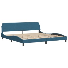vidaXL Bettgestell mit Kopfteil Blau 200x200 cm Samt