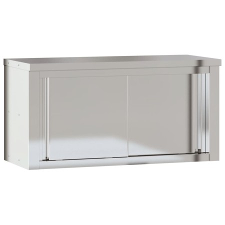 vidaXL Küchen-Wandschrank mit Schiebetüren Edelstahl