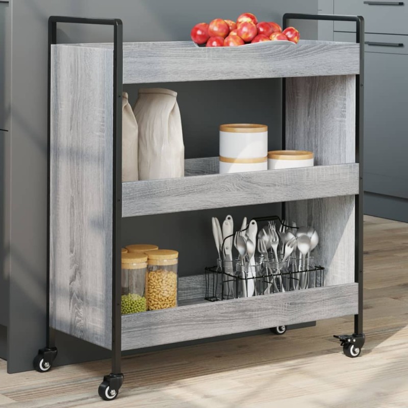 vidaXL Küchenwagen Grau Sonoma 70x30x82 cm Holzwerkstoff vidaXL Küchenwagen Grau Sonoma 70x30x82 cm Holzwerkstoff