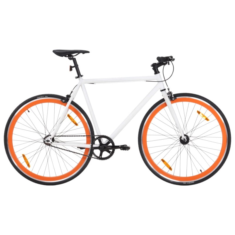 vidaXL Fahrrad mit Festem Gang Weiß und Orange 700c 55 cm vidaXL Fahrrad mit Festem Gang Weiß und Orange 700c 55 cm