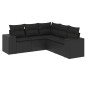 vidaXL 5-tlg. Garten-Sofagarnitur mit Kissen Schwarz Poly Rattan vidaXL 5-tlg. Garten-Sofagarnitur mit Kissen Schwarz Poly Rattan