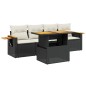 vidaXL 5-tlg. Garten-Sofagarnitur mit Kissen Schwarz Poly Rattan vidaXL 5-tlg. Garten-Sofagarnitur mit Kissen Schwarz Poly Rattan