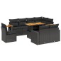vidaXL 9-tlg. Garten-Sofagarnitur mit Kissen Schwarz Poly Rattan vidaXL 9-tlg. Garten-Sofagarnitur mit Kissen Schwarz Poly Rattan