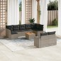 vidaXL 10-tlg. Garten-Sofagarnitur mit Kissen Grau Poly Rattan vidaXL 10-tlg. Garten-Sofagarnitur mit Kissen Grau Poly Rattan