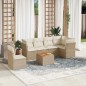 vidaXL 7-tlg. Garten-Sofagarnitur mit Kissen Beige Poly Rattan