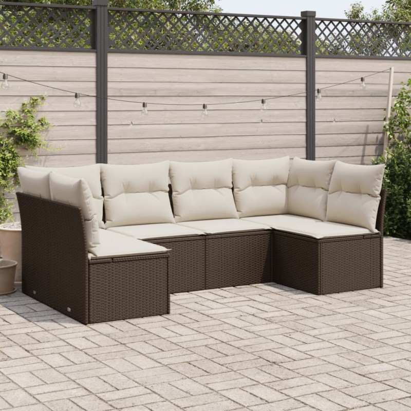 vidaXL 6-tlg. Garten-Sofagarnitur mit Kissen Braun Poly Rattan vidaXL 6-tlg. Garten-Sofagarnitur mit Kissen Braun Poly Rattan