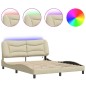 vidaXL Bettgestell mit LED Creme 160x200 cm Stoff vidaXL Bettgestell mit LED Creme 160x200 cm Stoff