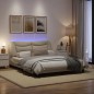 vidaXL Bettgestell mit LED Creme 160x200 cm Stoff vidaXL Bettgestell mit LED Creme 160x200 cm Stoff