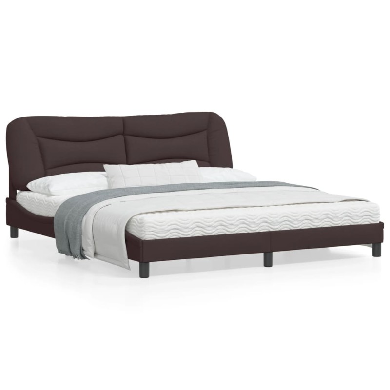 vidaXL Bettgestell mit LED Dunkelbraun 180x200 cm Stoff vidaXL Bettgestell mit LED Dunkelbraun 180x200 cm Stoff