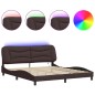 vidaXL Bettgestell mit LED Dunkelbraun 180x200 cm Stoff vidaXL Bettgestell mit LED Dunkelbraun 180x200 cm Stoff