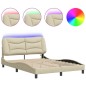 vidaXL Bettgestell mit LED Creme 140x200 cm Stoff vidaXL Bettgestell mit LED Creme 140x200 cm Stoff