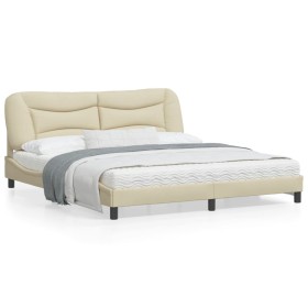 vidaXL Bettgestell mit LED Creme 180x200 cm Stoff