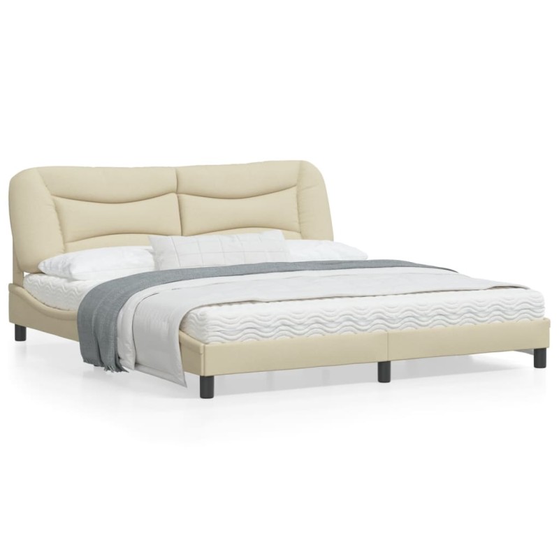 vidaXL Bettgestell mit LED Creme 180x200 cm Stoff vidaXL Bettgestell mit LED Creme 180x200 cm Stoff